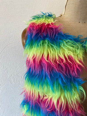 rainbow fur vest