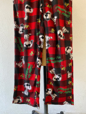 block check fleece pants