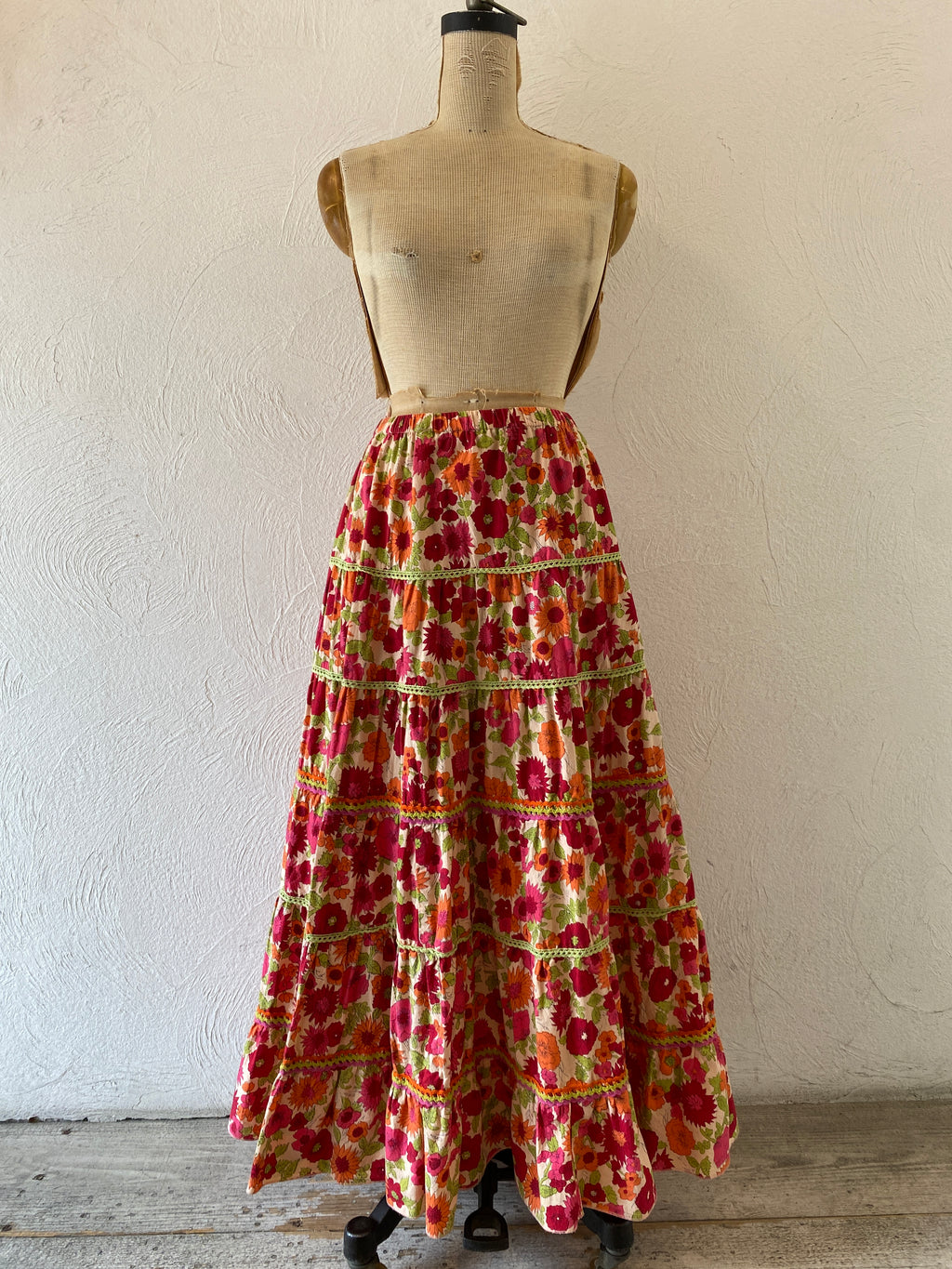 pink orange flower skirt