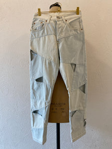 triangle hole patch denim