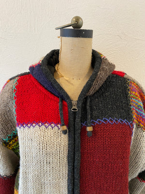 patch knit jacket