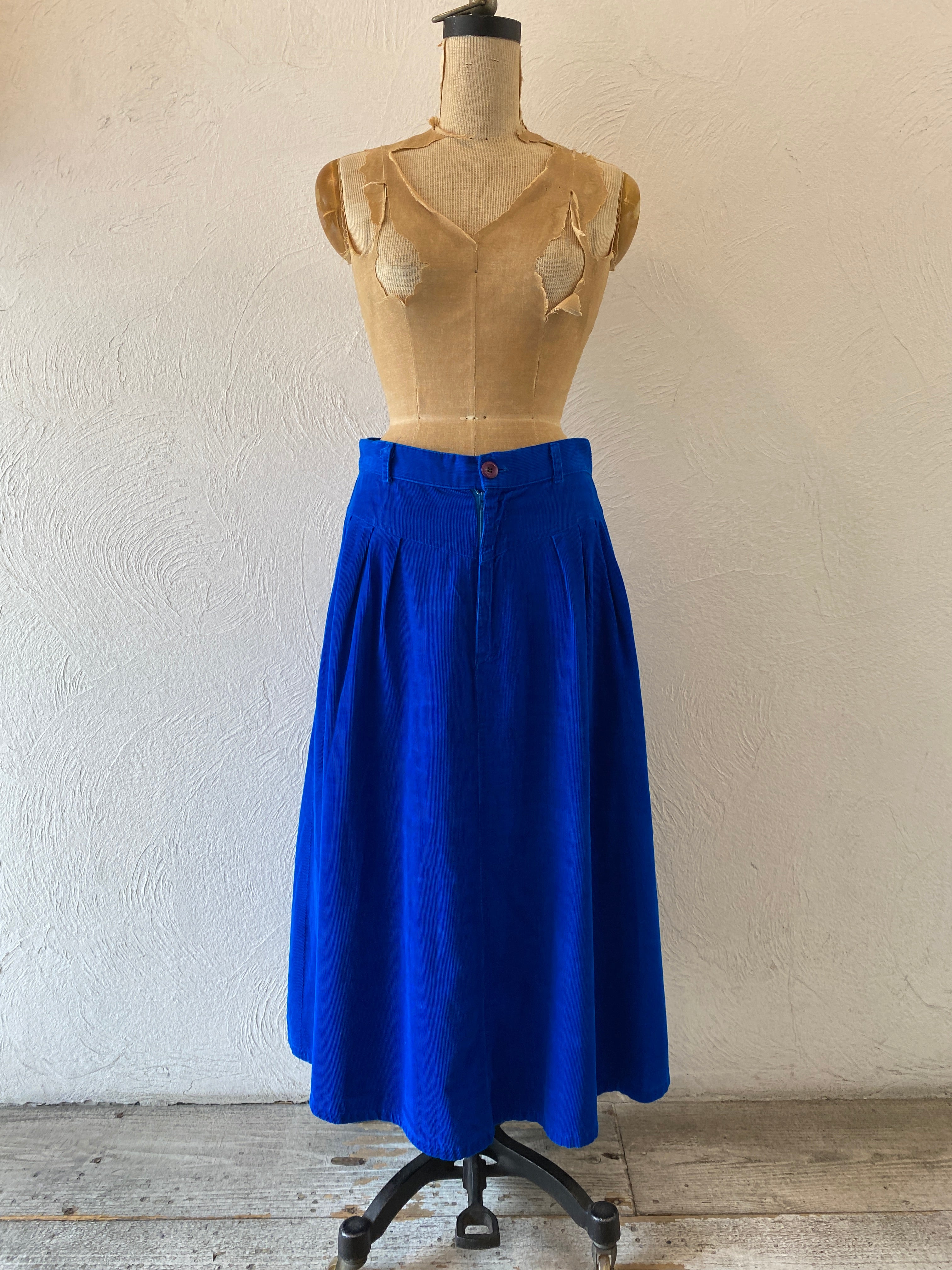 deep blue corduroy skirt