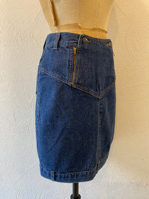 zip design denim skirt