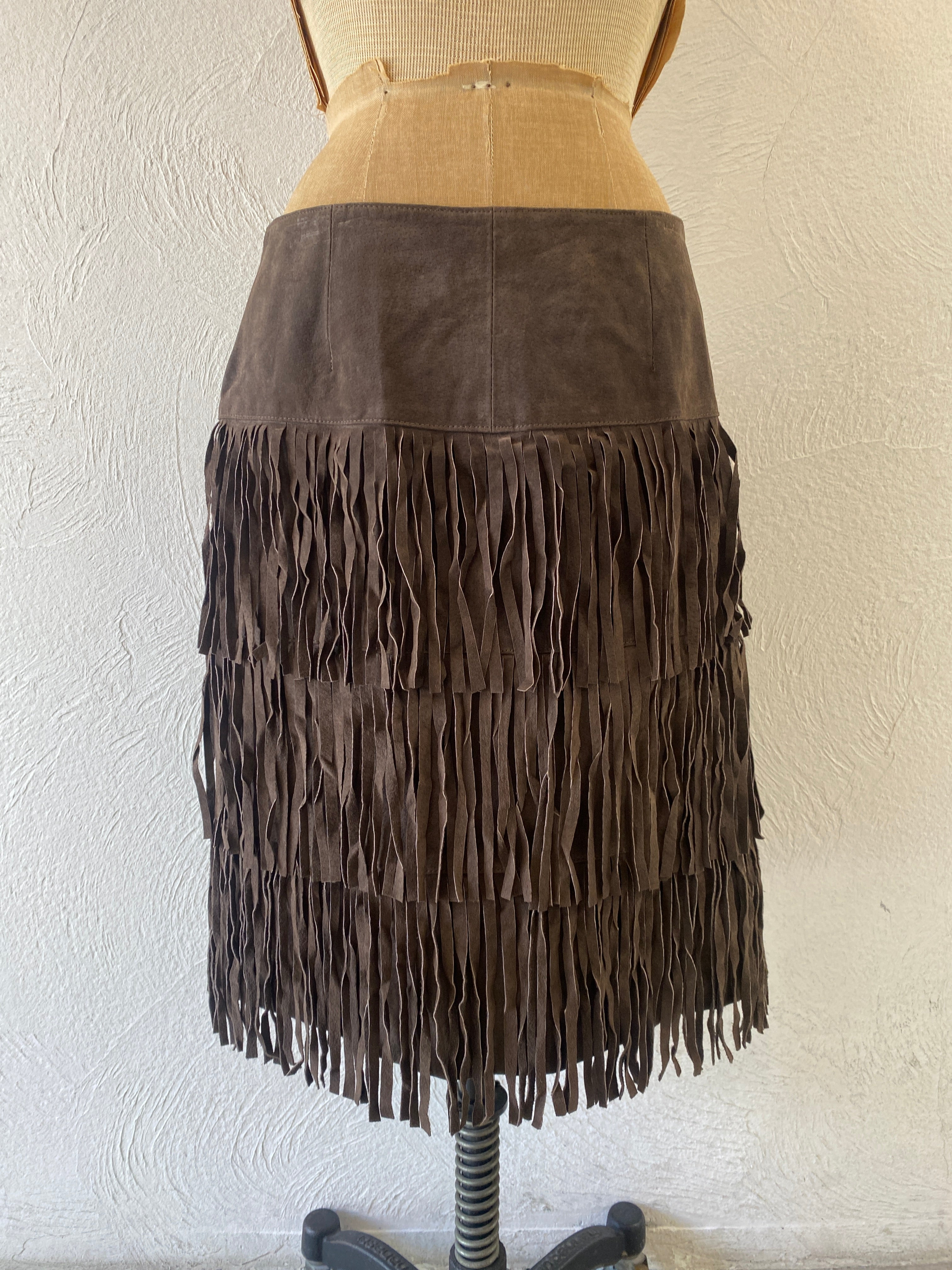 fringe leather skirt