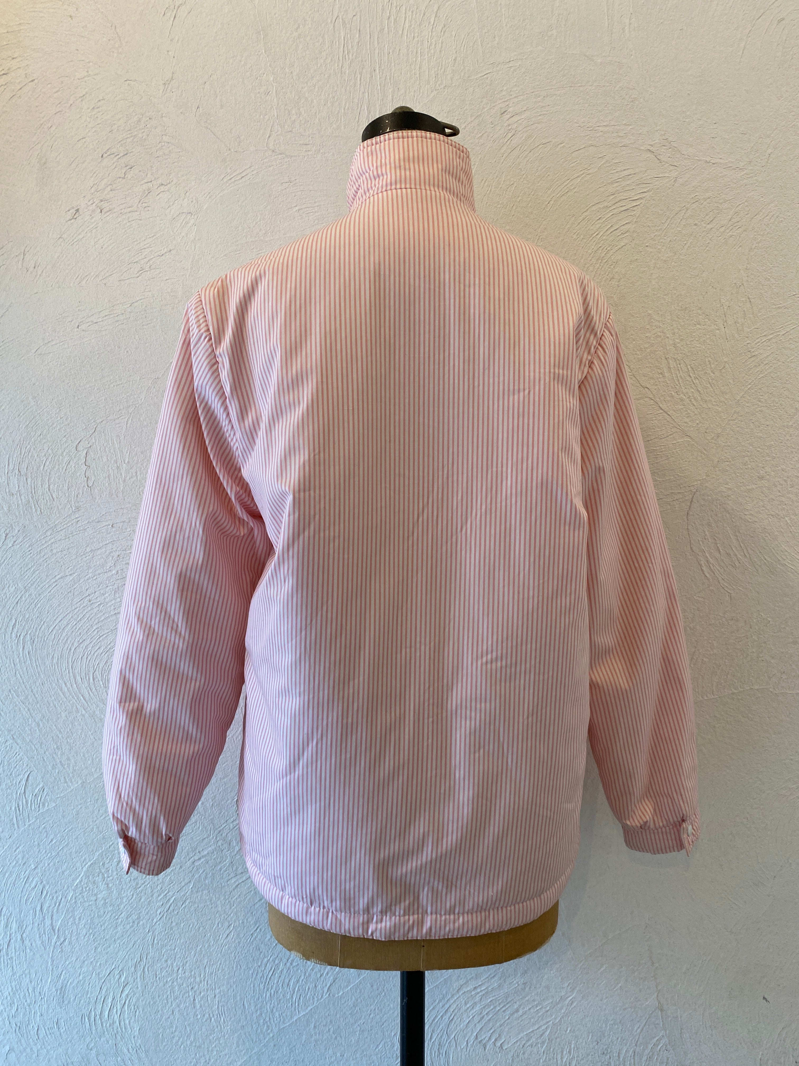 pink stripe padding blouson