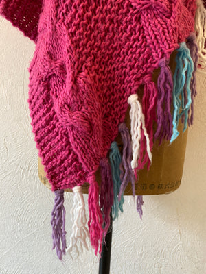 pink knit poncho