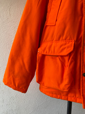 neon orange padding coat