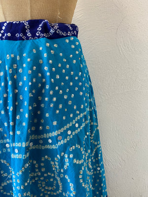 blue blue beads flare skirt