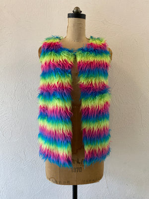 rainbow fur vest