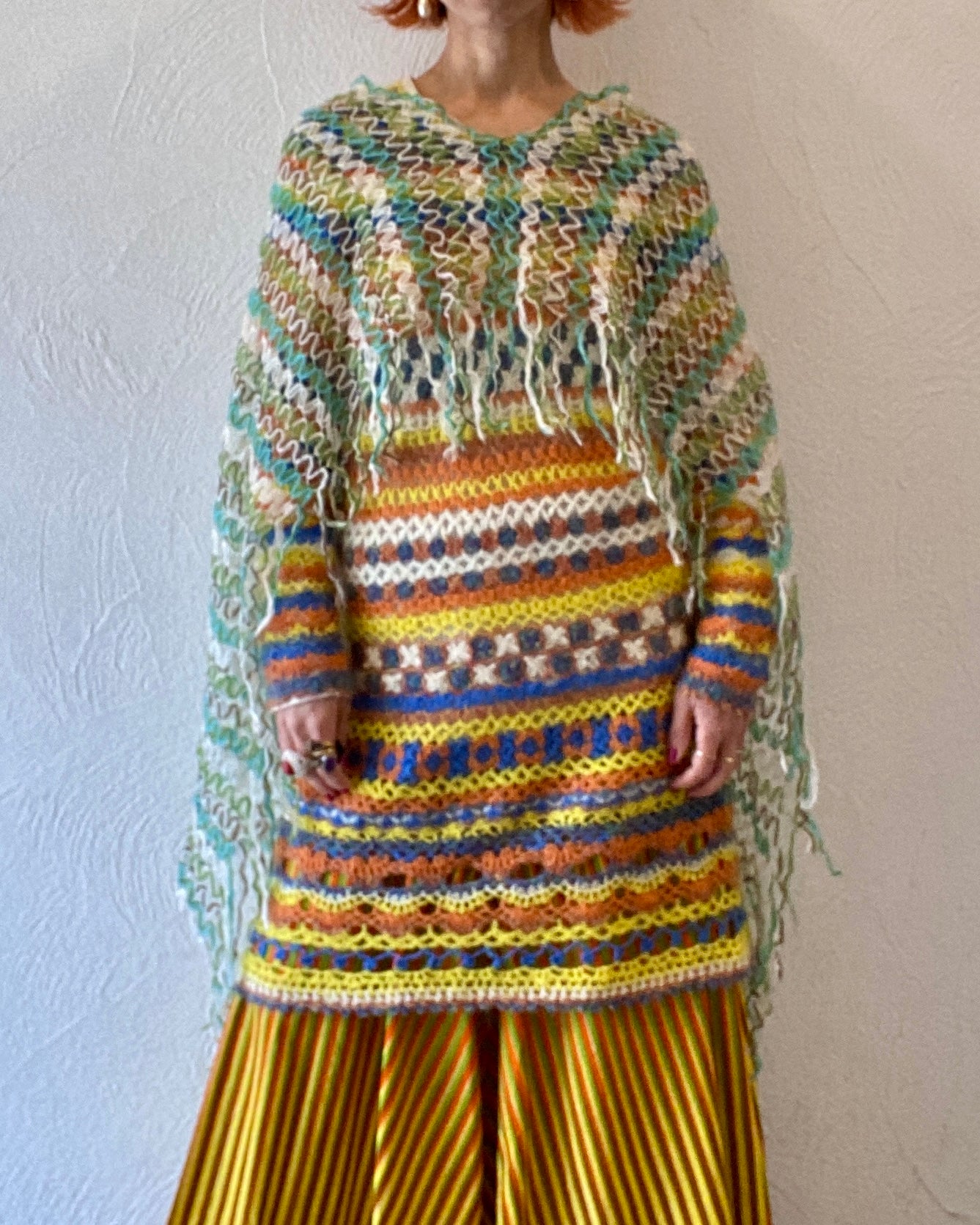wave knit poncho