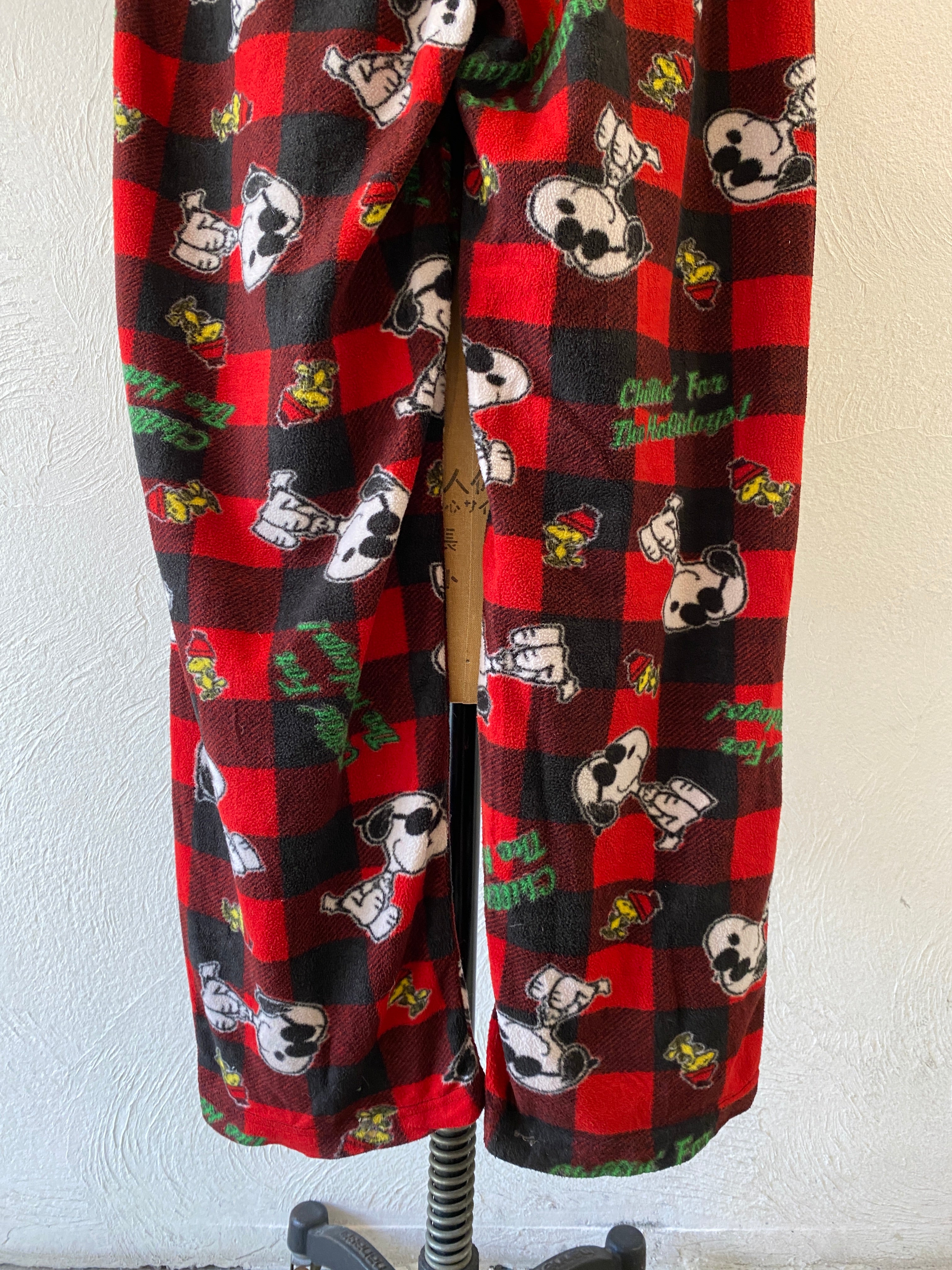 block check fleece pants