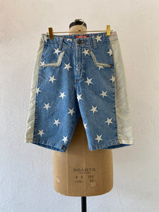 star embroidery denim pants