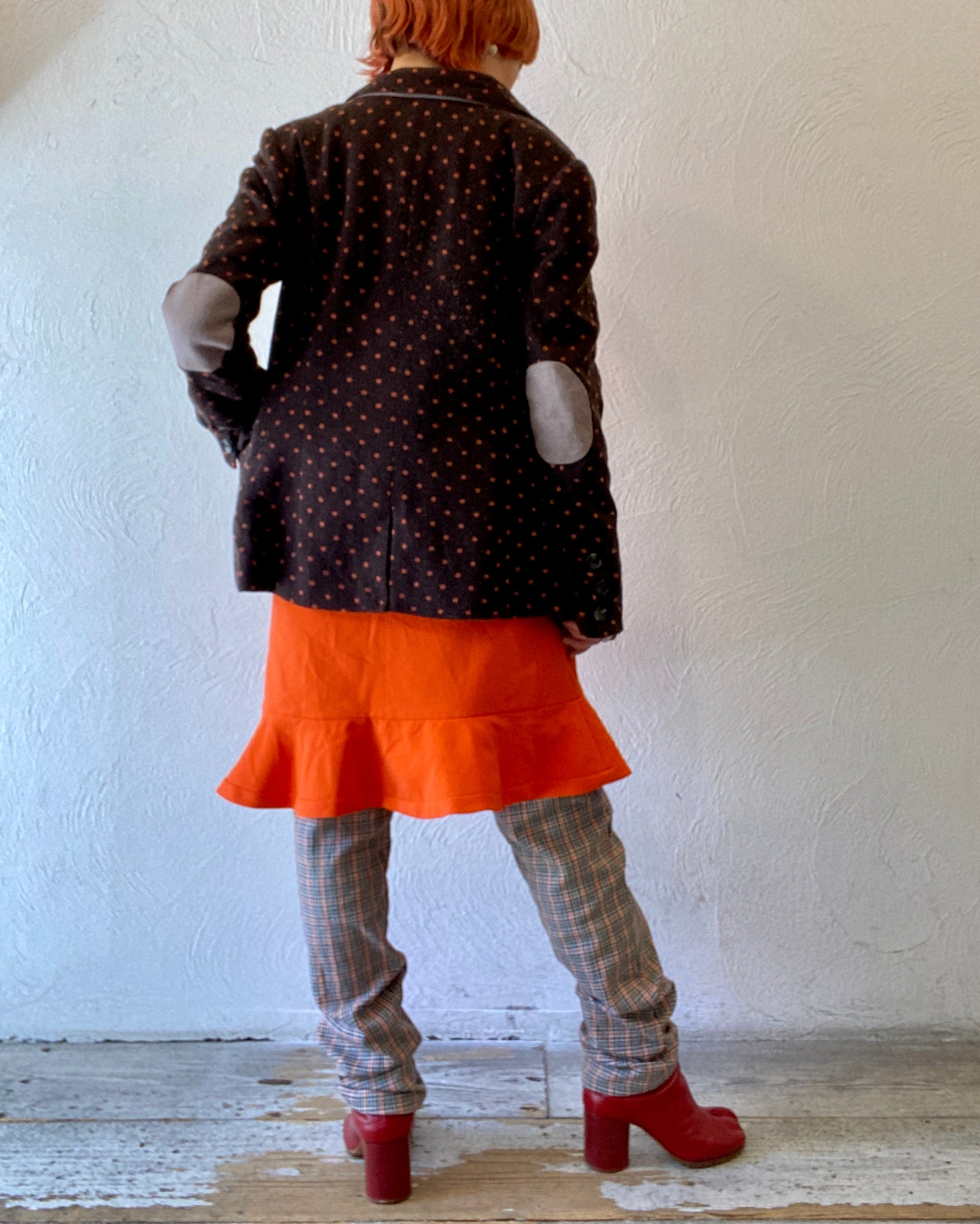 orange dot knit jacket