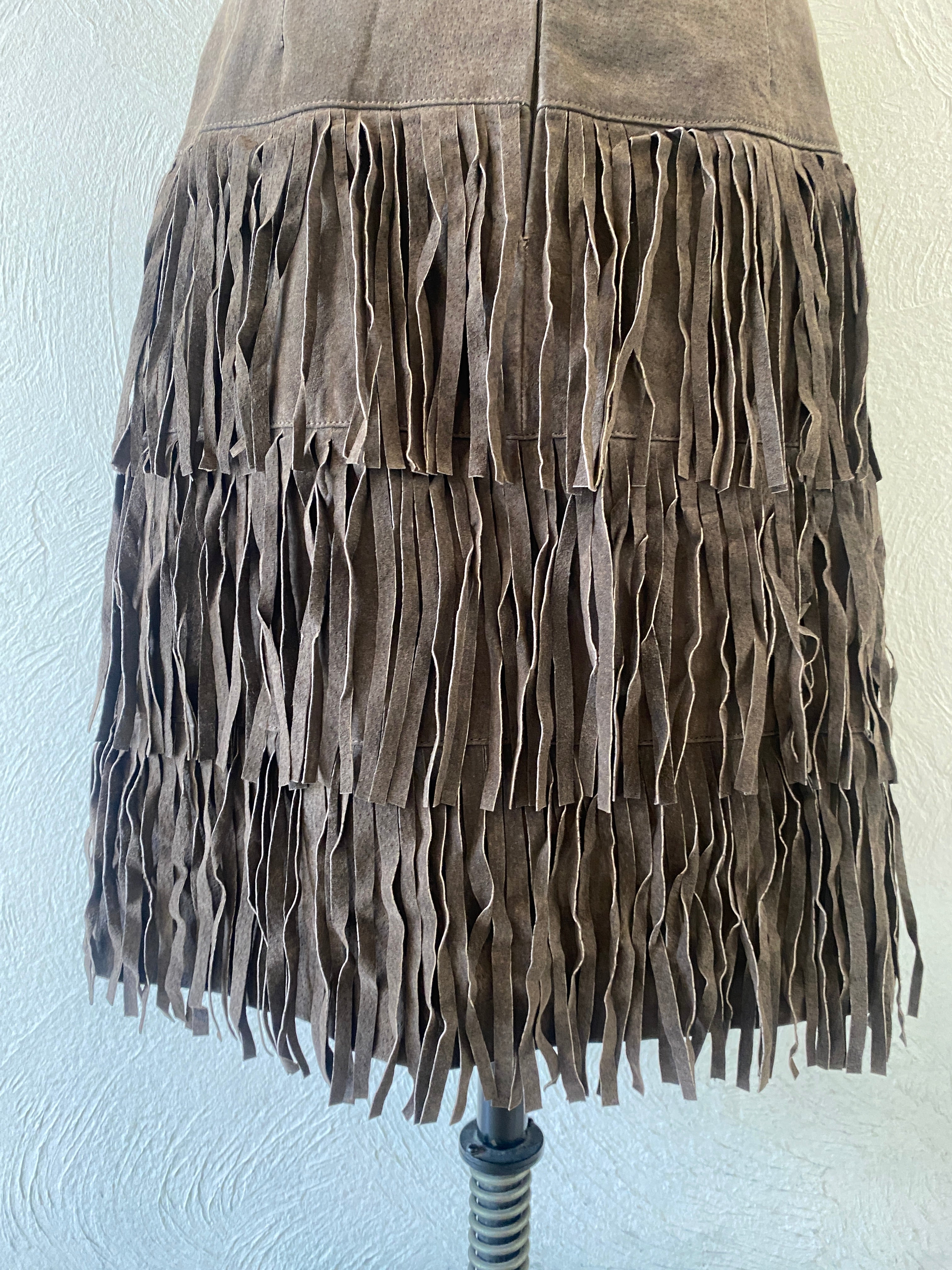 fringe leather skirt