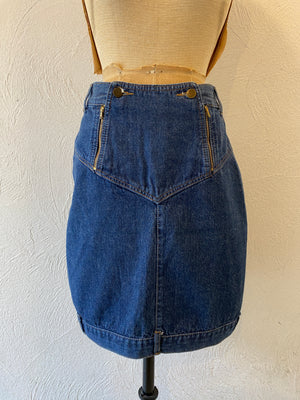 zip design denim skirt