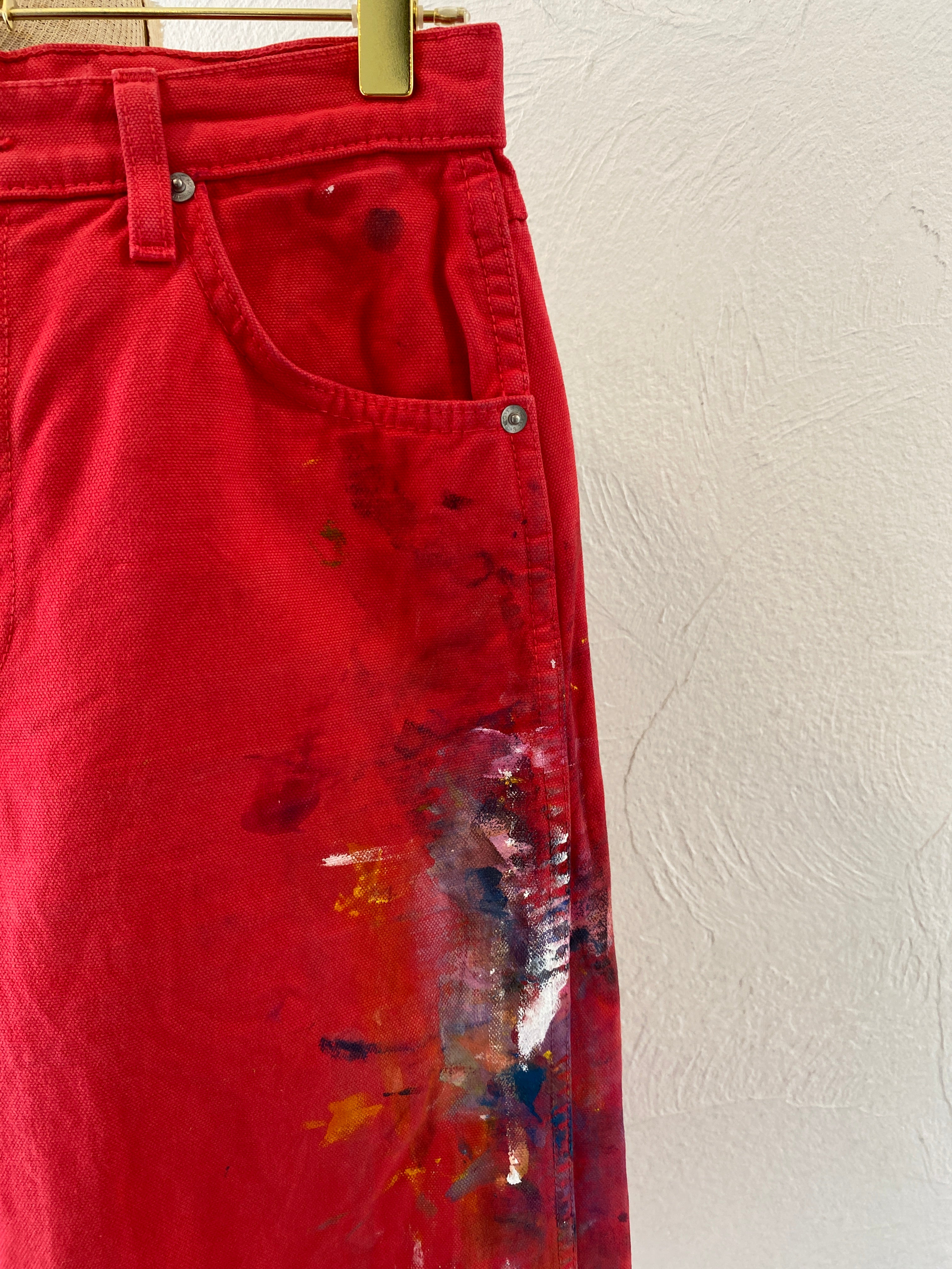 painted red pants