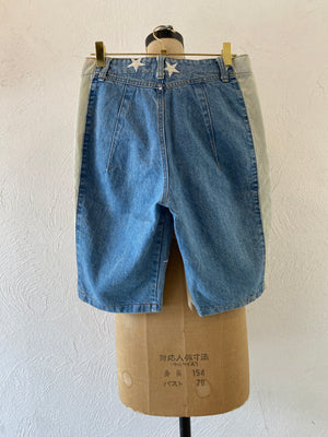 star embroidery denim pants
