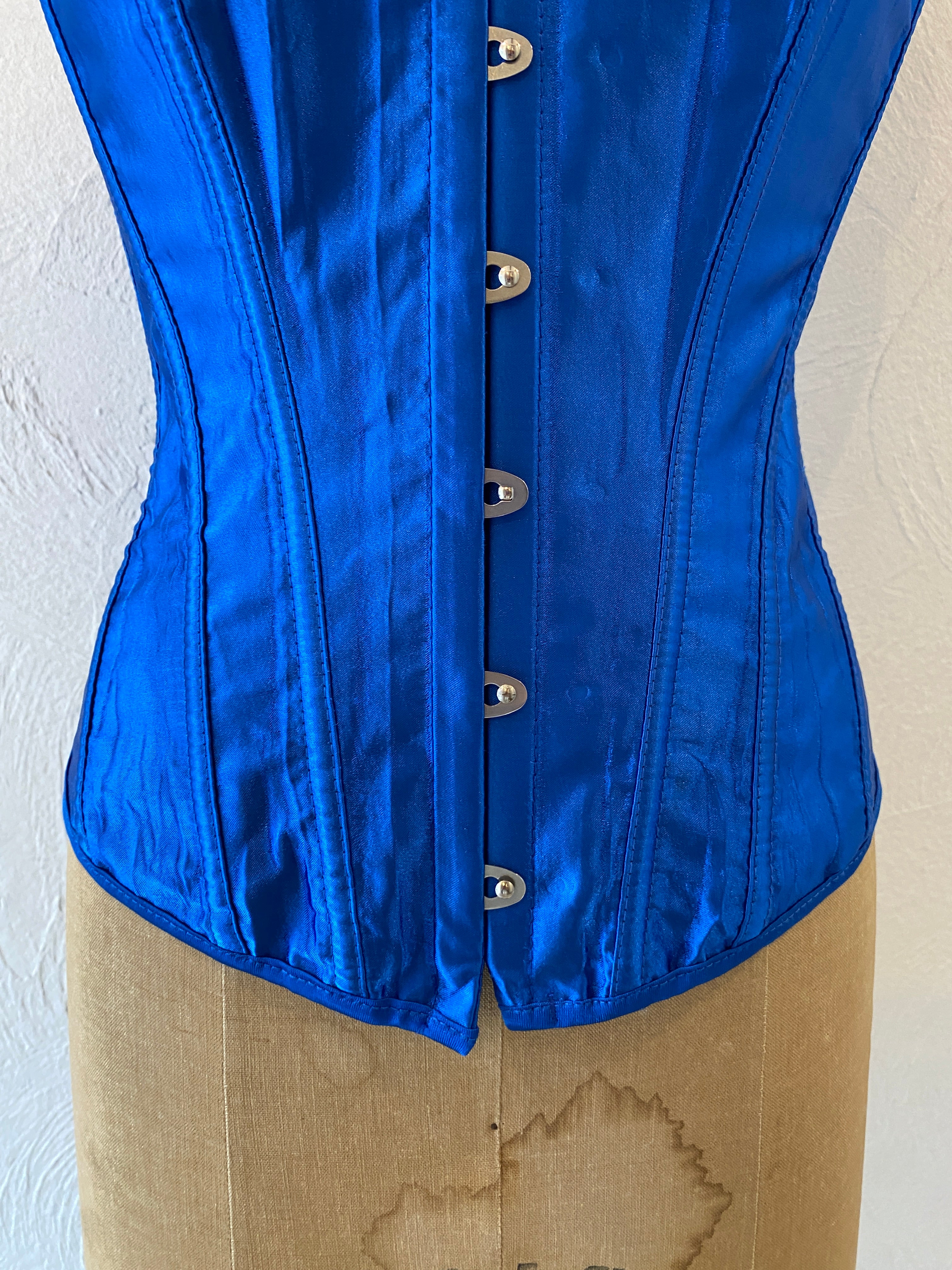 shiny blue corset