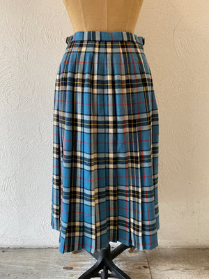 blue check wrap skirt
