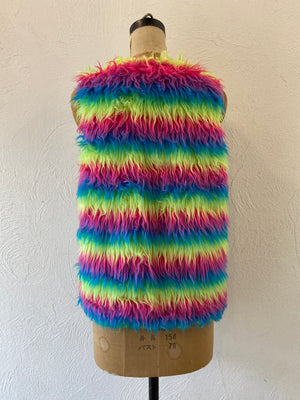 rainbow fur vest