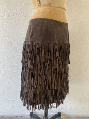 fringe leather skirt