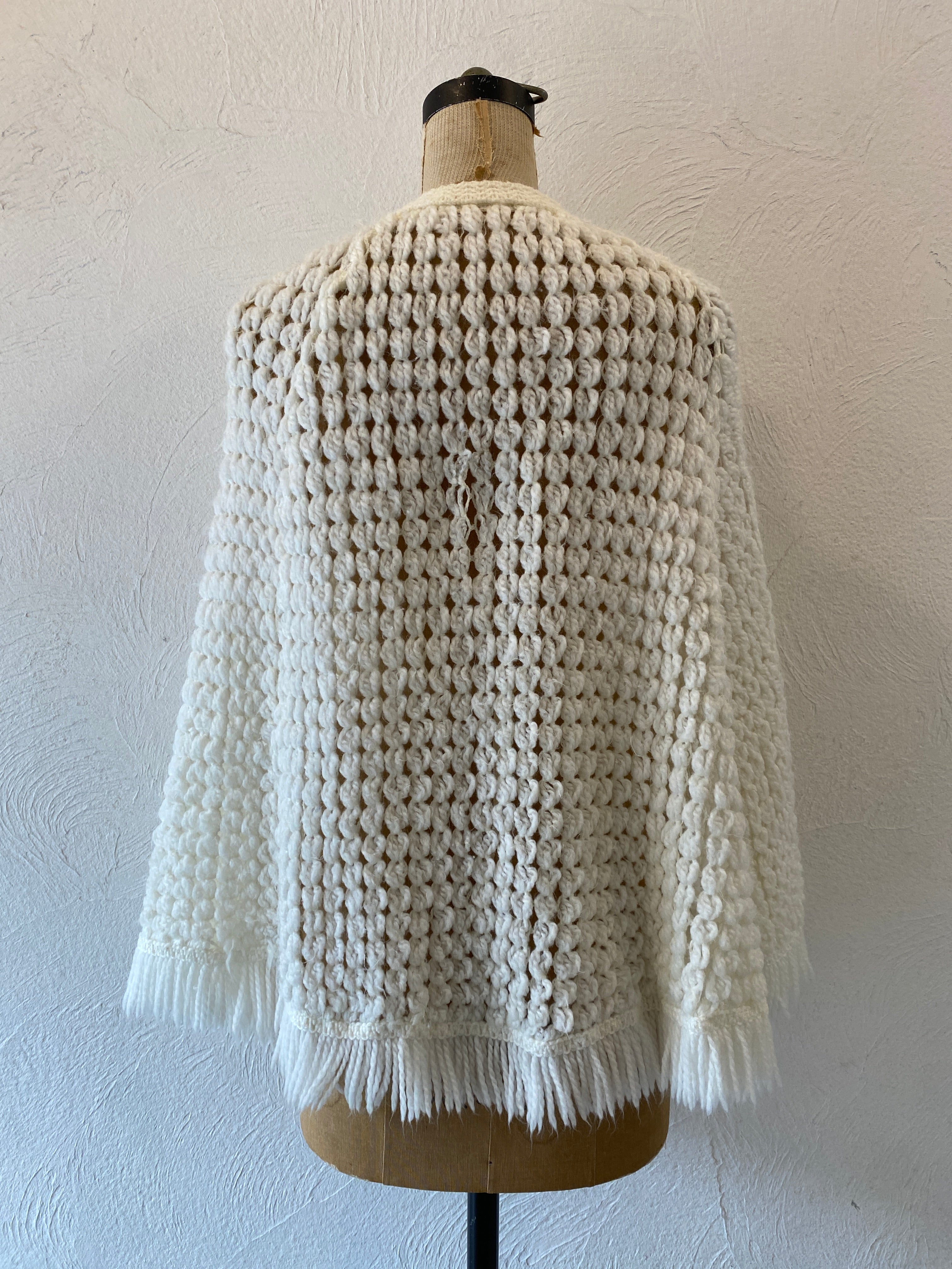 white knit poncho