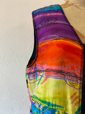 drawing print quilt vest