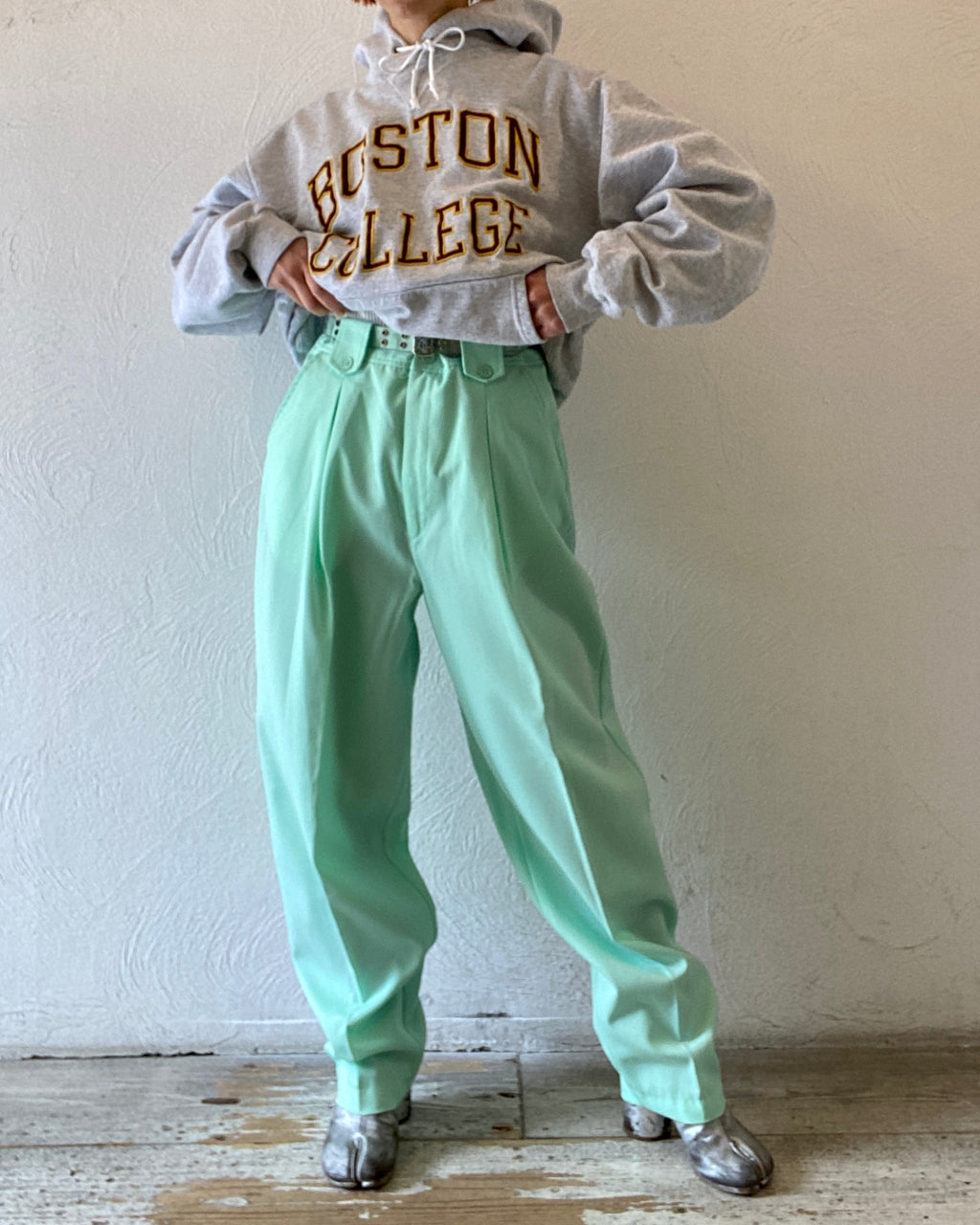 lime green tuck pants