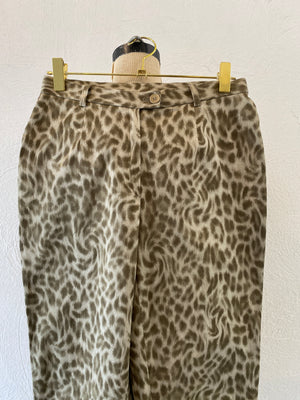 fur leoperd print pants