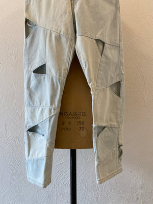 triangle hole patch denim