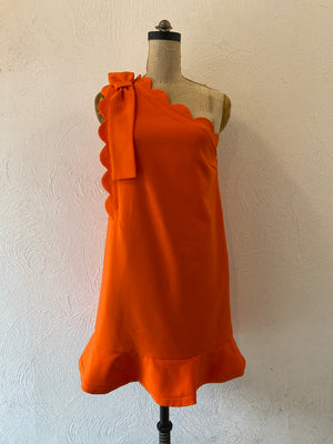 scallop orange dress