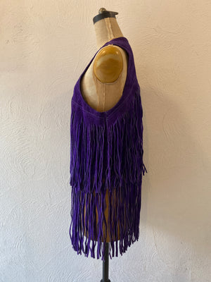 murasaki leather fringe vest