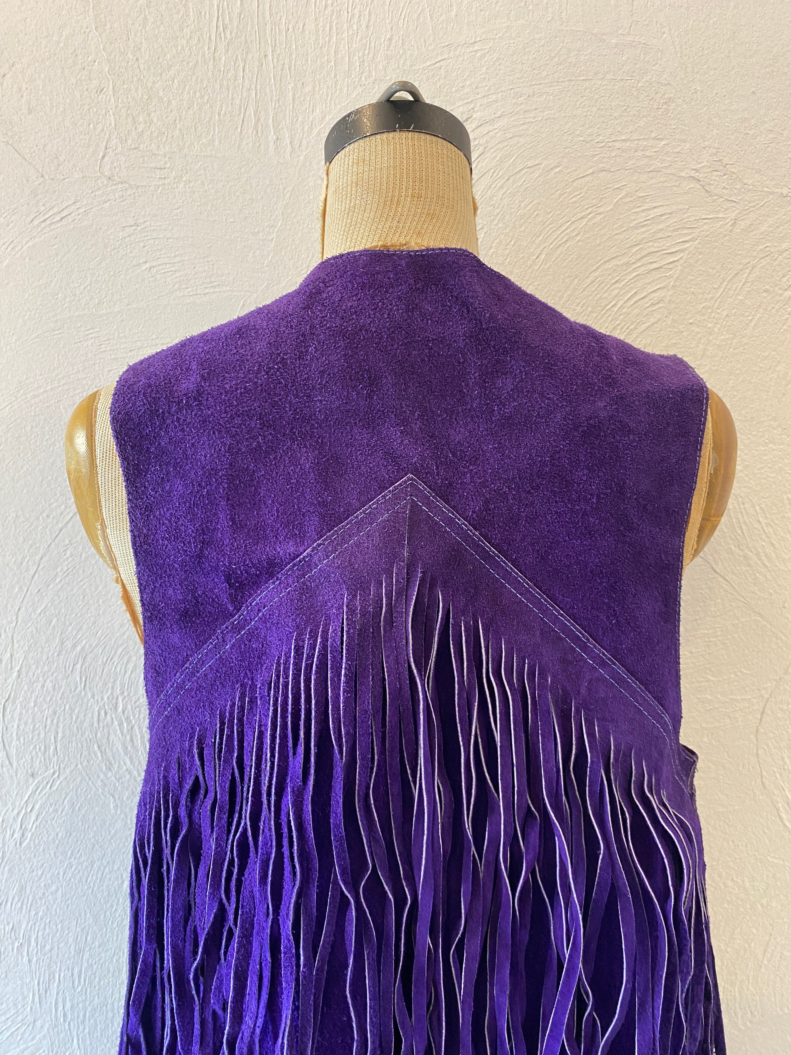 murasaki leather fringe vest