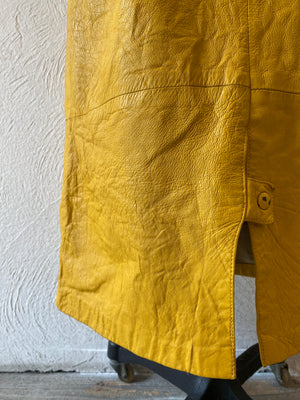 yellow leather skirt