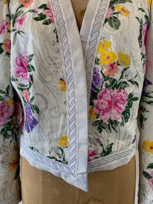 silver flower jacquard jacket
