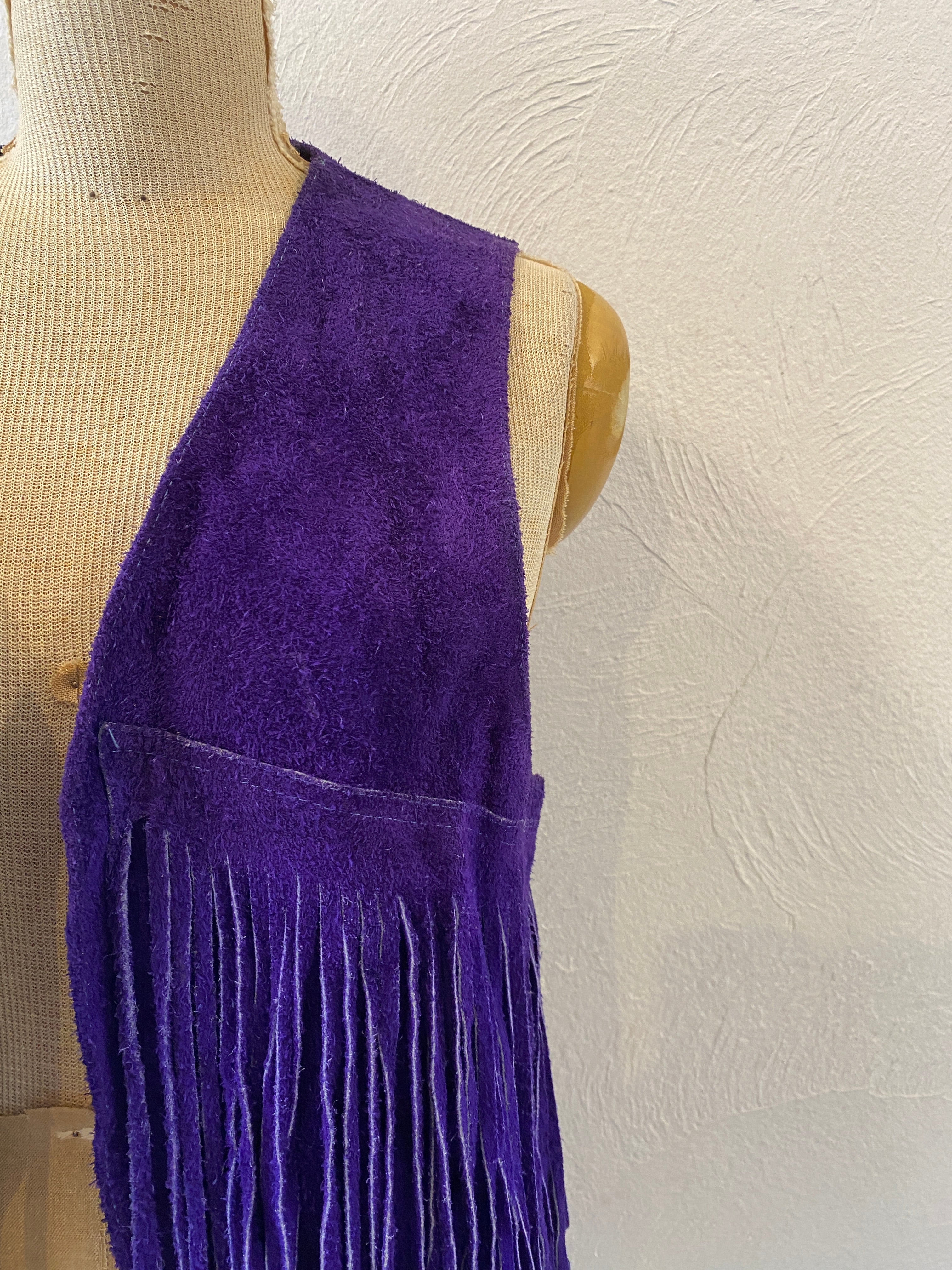 murasaki leather fringe vest