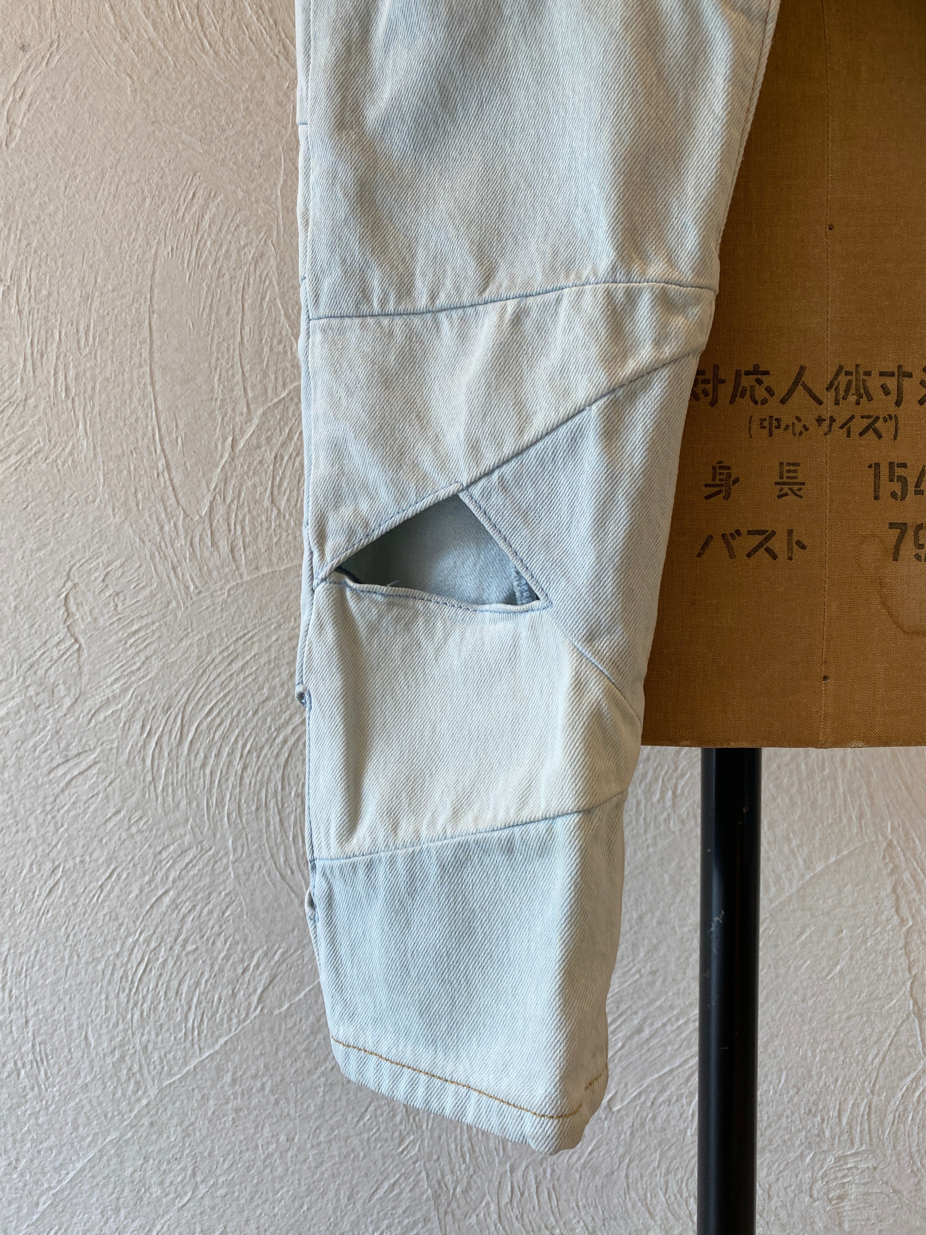 triangle hole patch denim