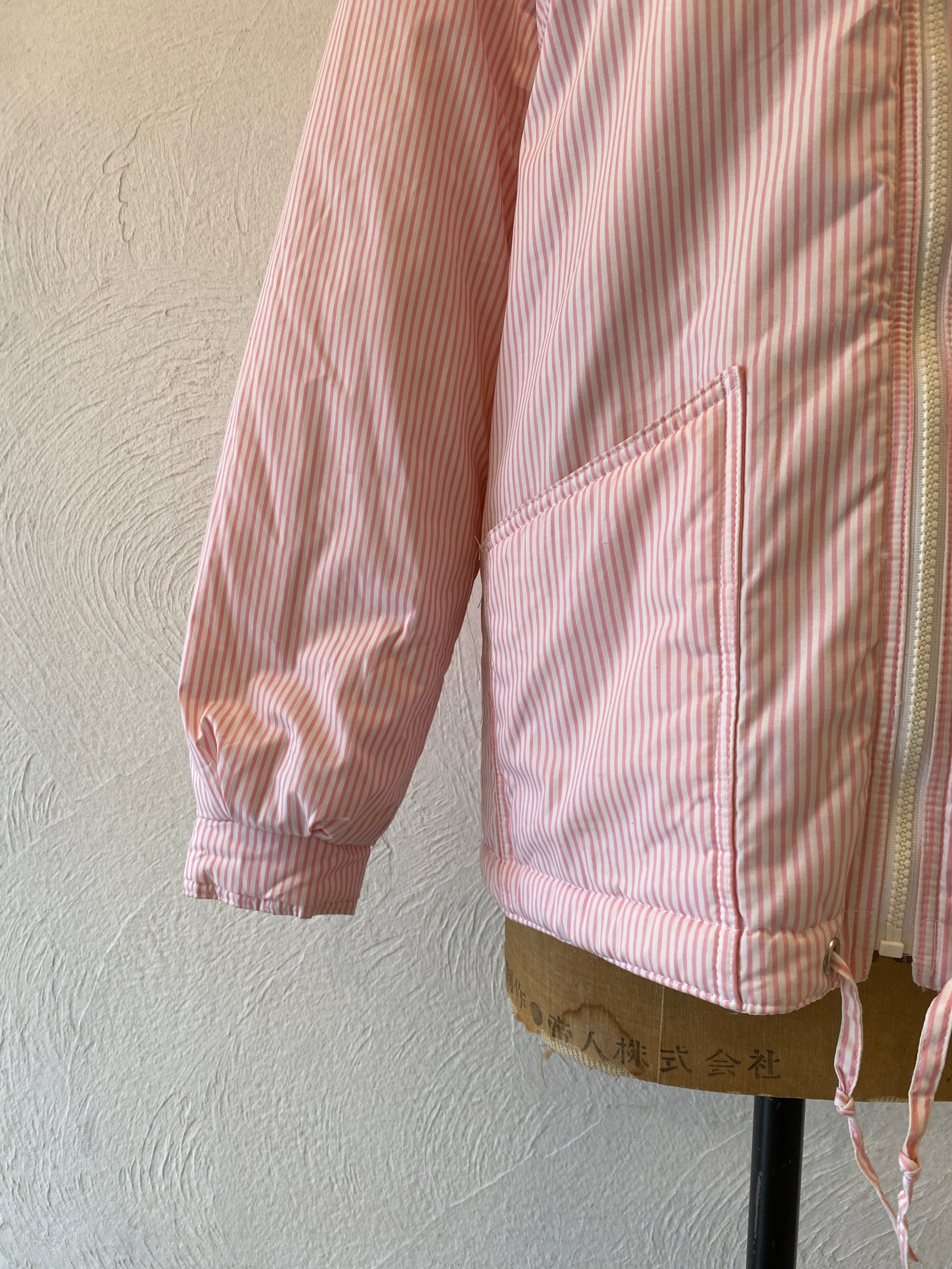 pink stripe padding blouson