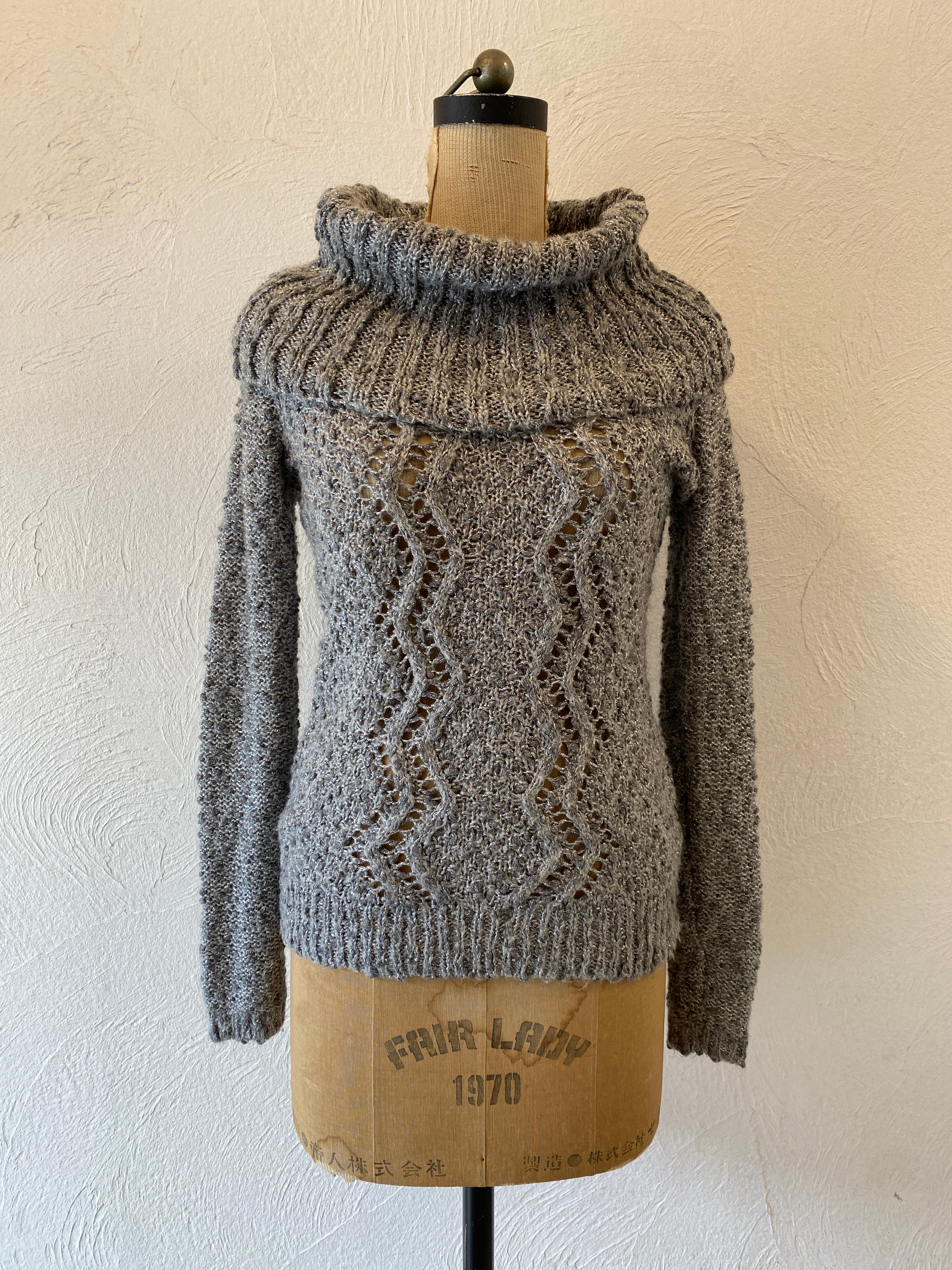 metallic silver knit