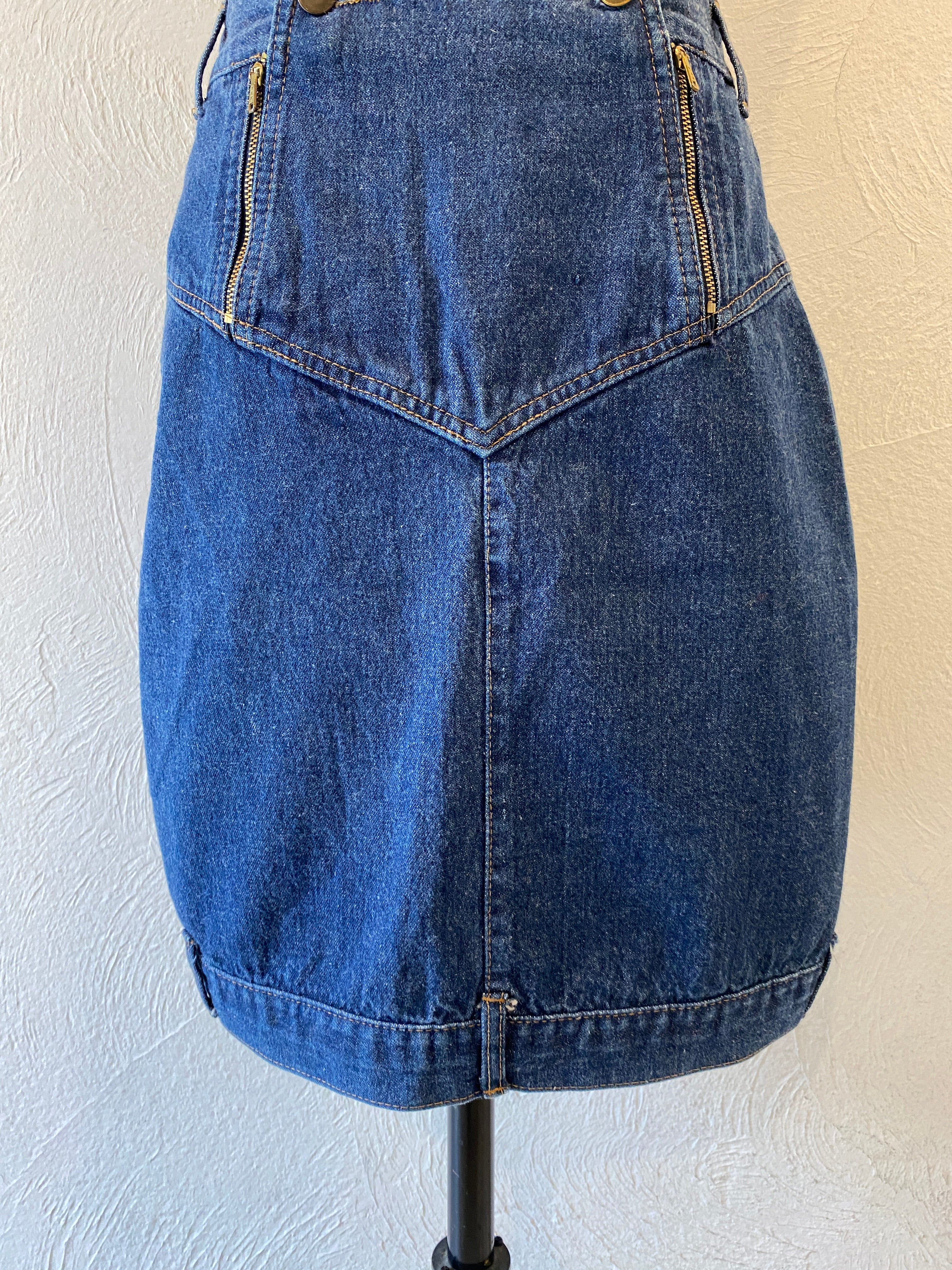 zip design denim skirt