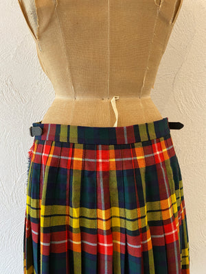 check pleats wrap skirt