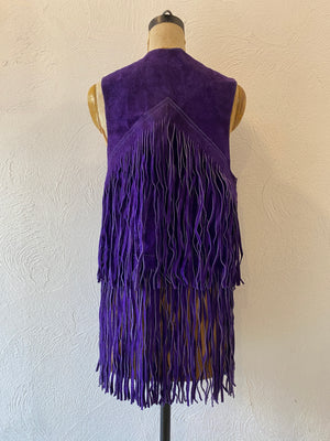 murasaki leather fringe vest