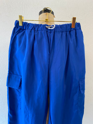 deep blue nylon pants