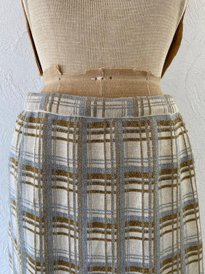 gold silver check skirt