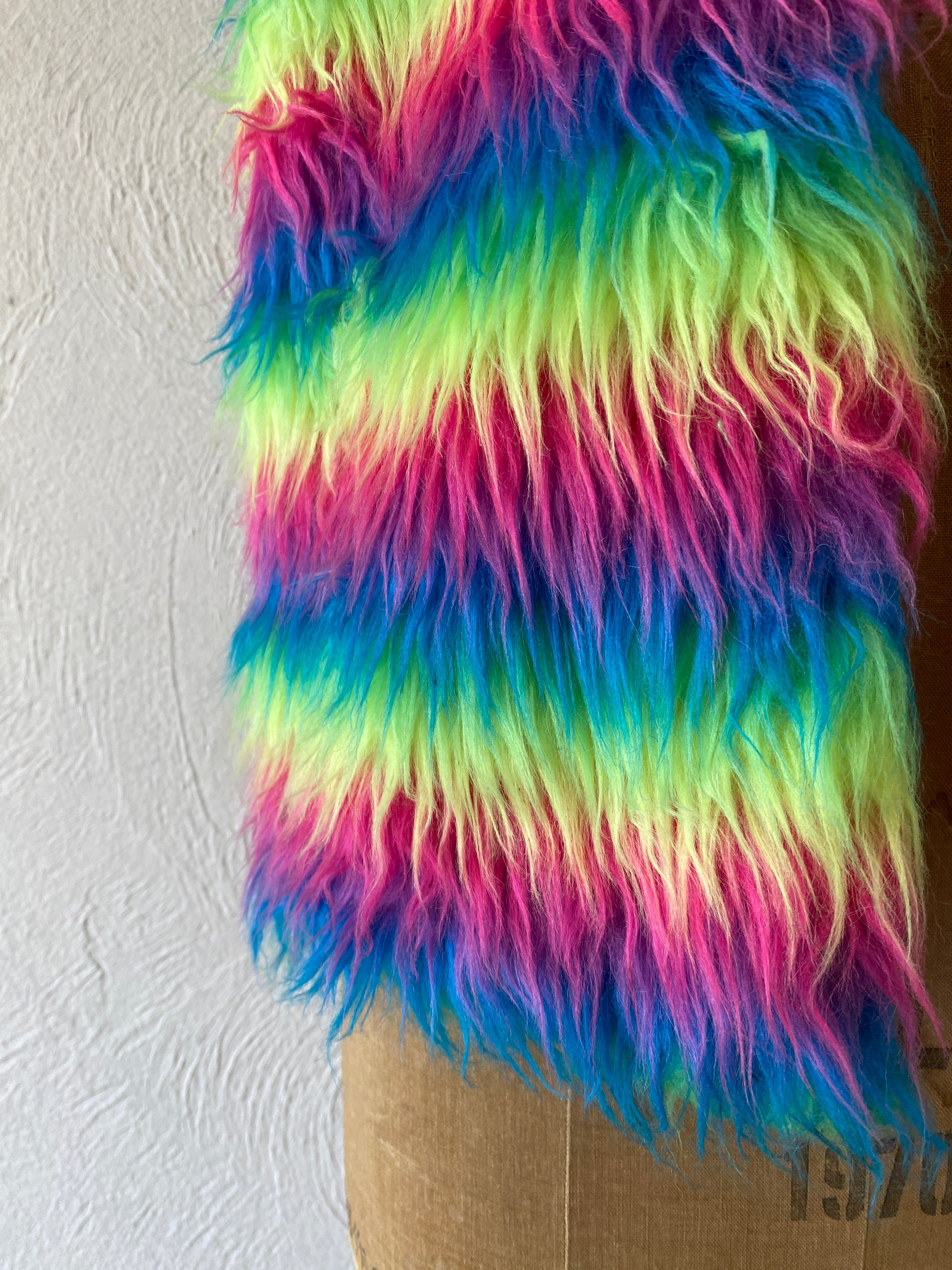 rainbow fur vest