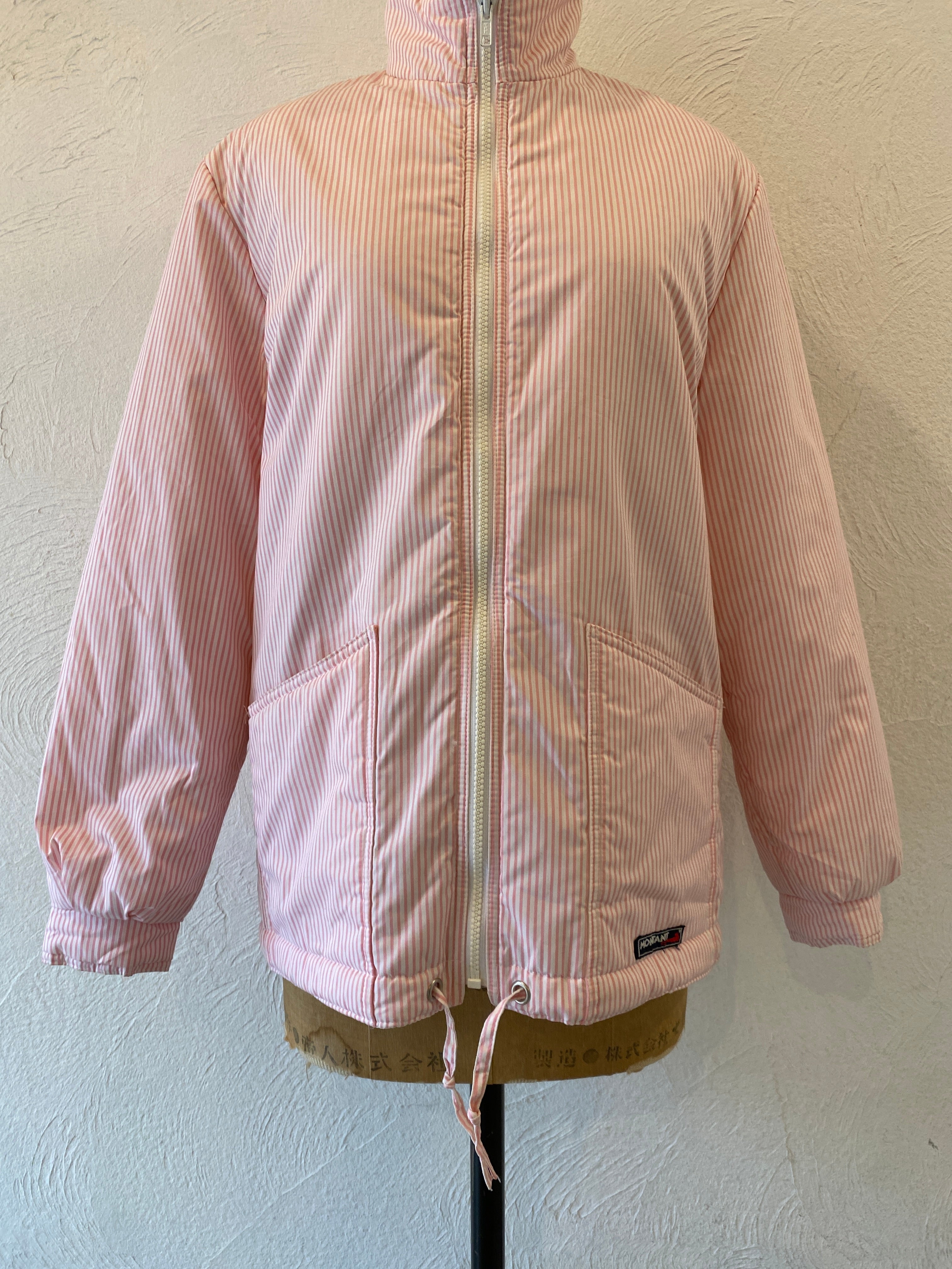 pink stripe padding blouson