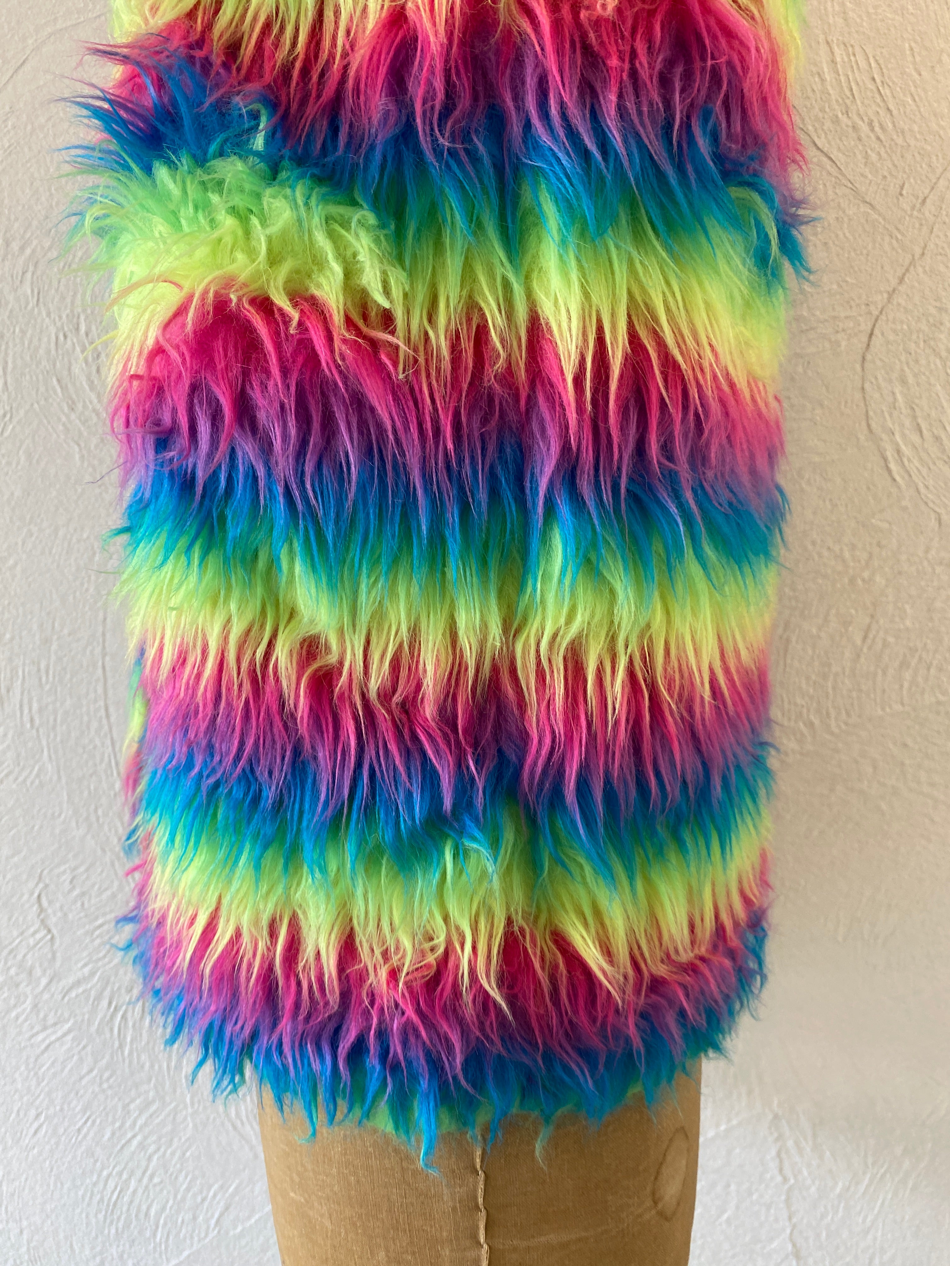 rainbow fur vest