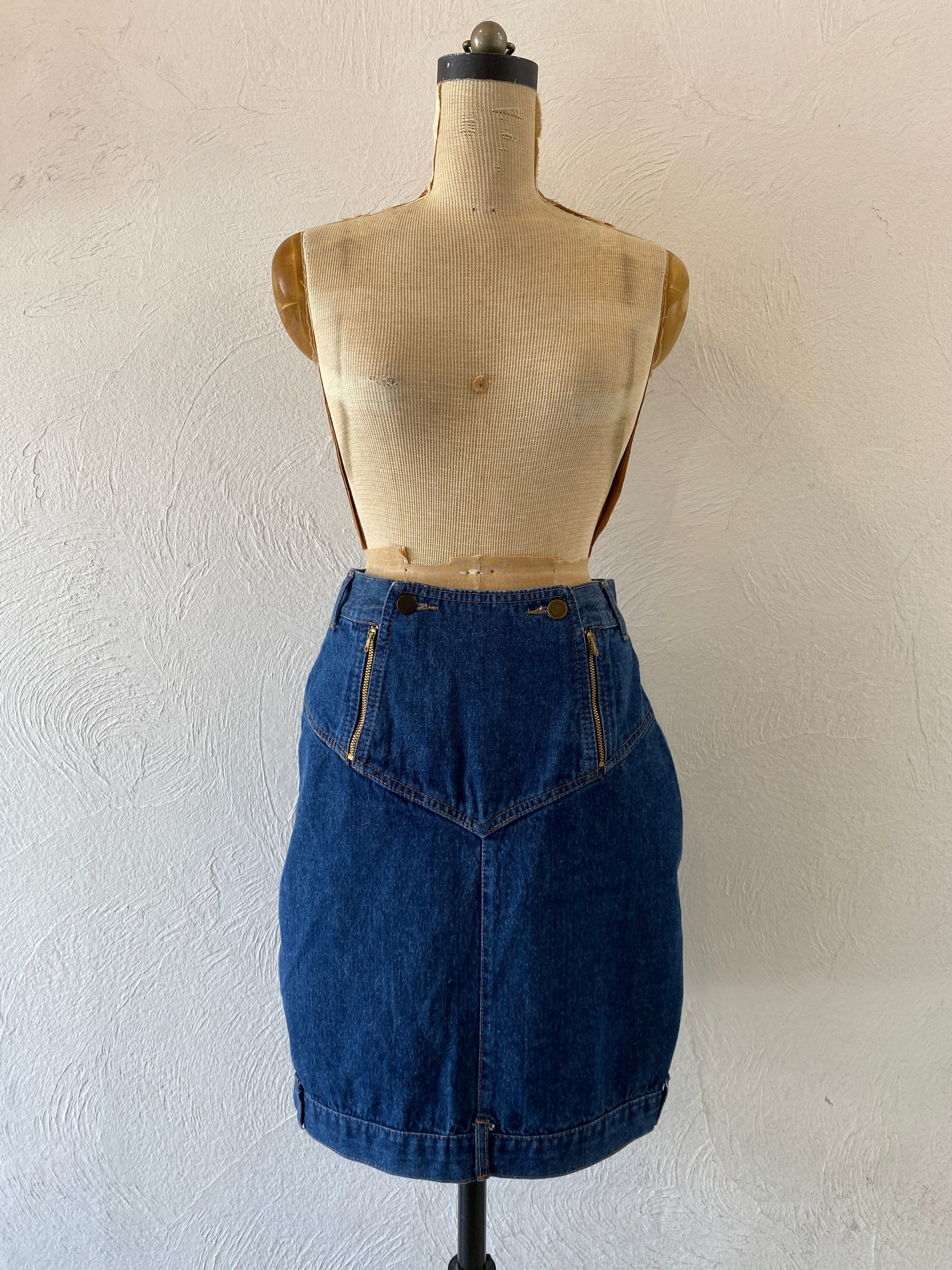 side zip denim skirt