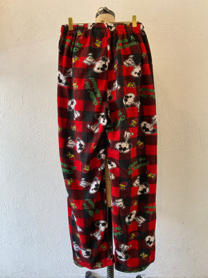 block check fleece pants