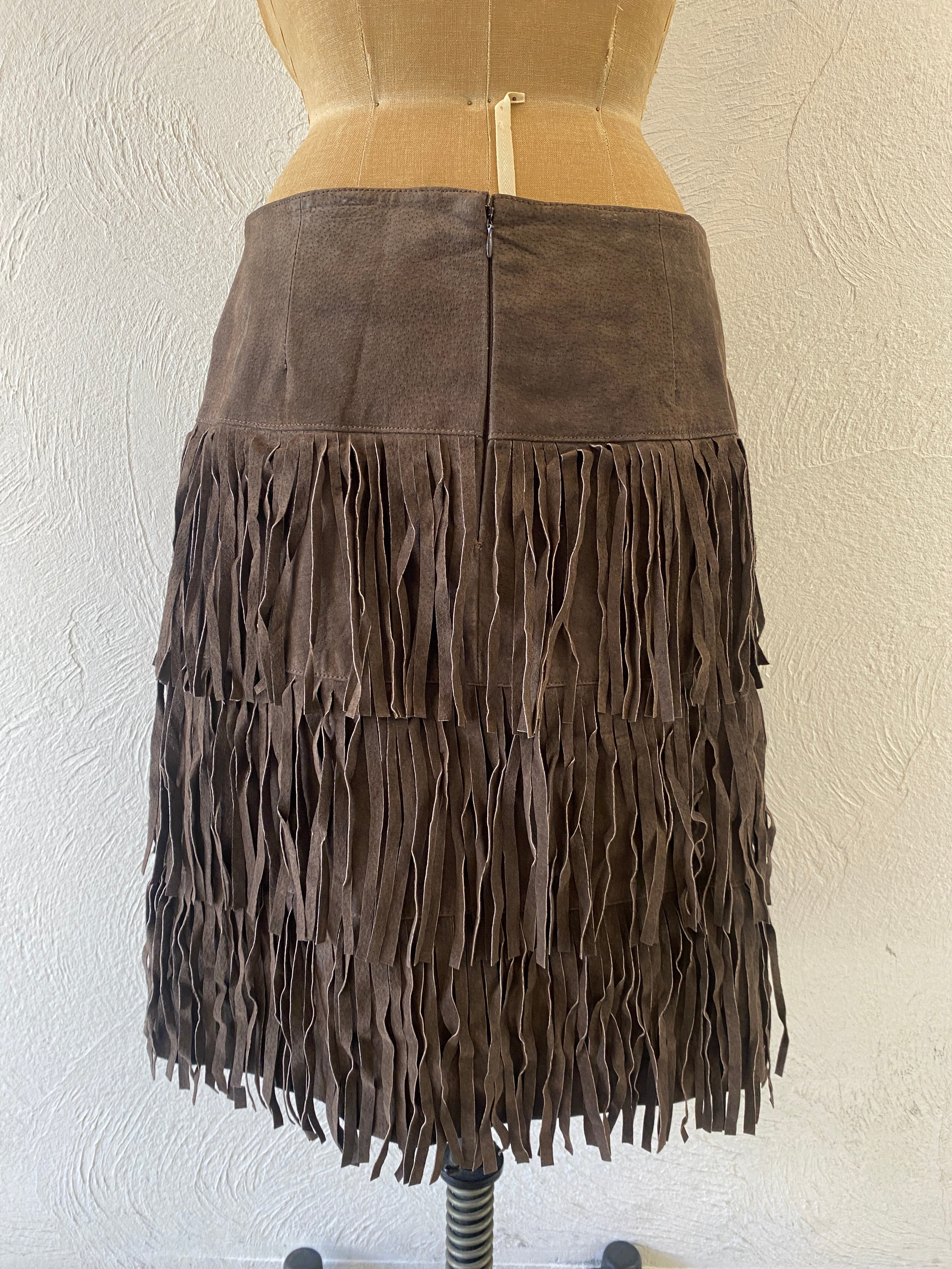 fringe leather skirt